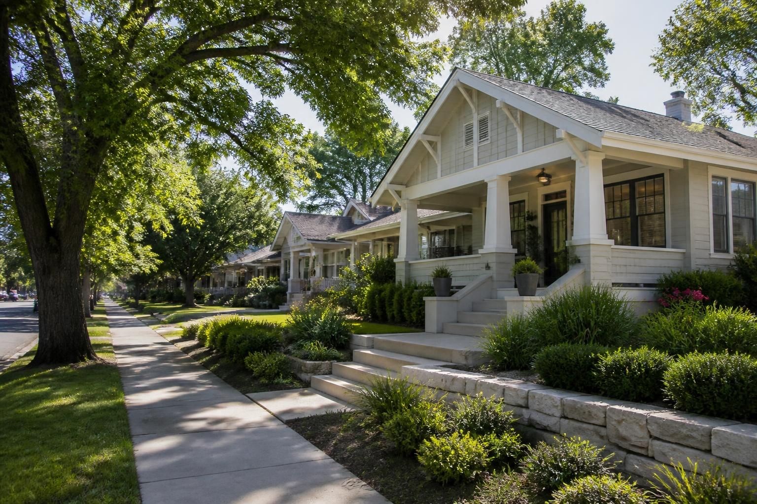 Austin neighborhood with mature trees and landscaped homes
